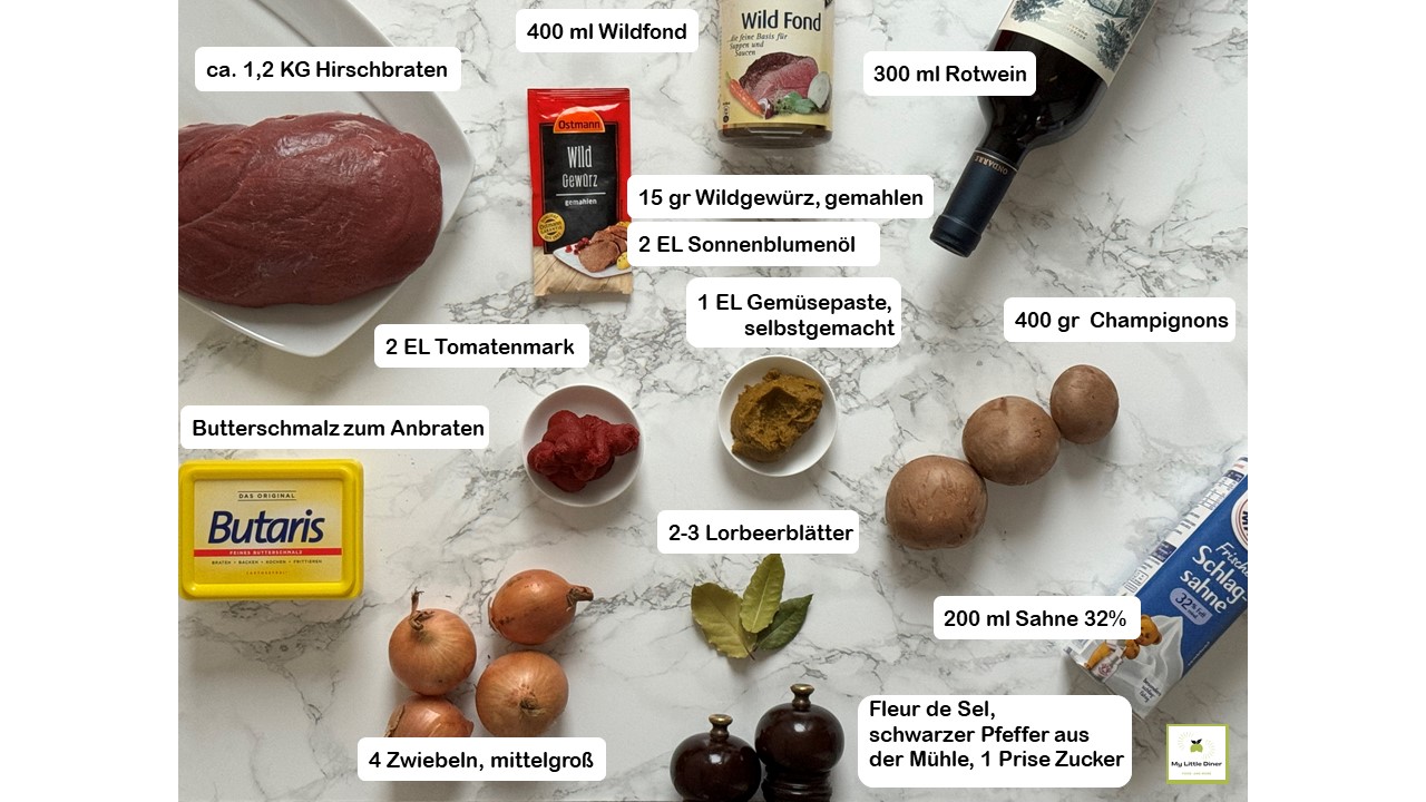 Bild zeigt Rezept Hirschgulasch - Zutaten