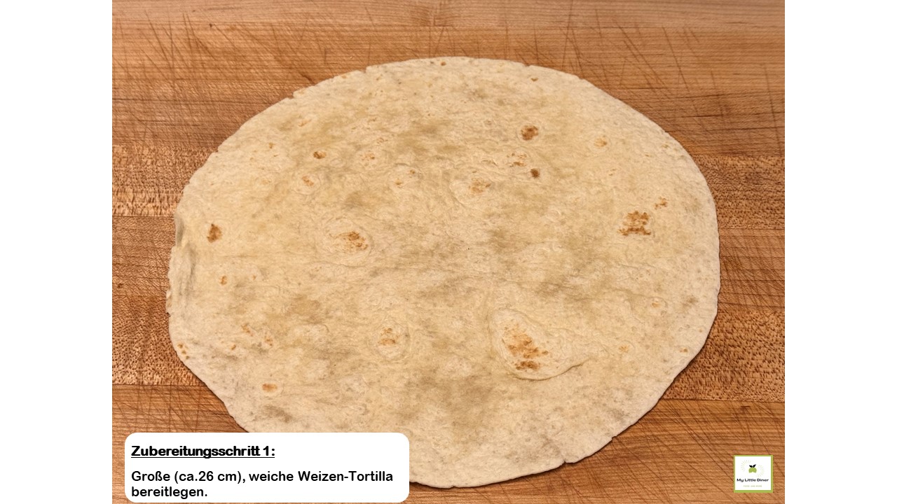 Bild zeigt Rezept getoastete Wraps - Zubereitungsschritt 1 - Tortilla bereitlegen