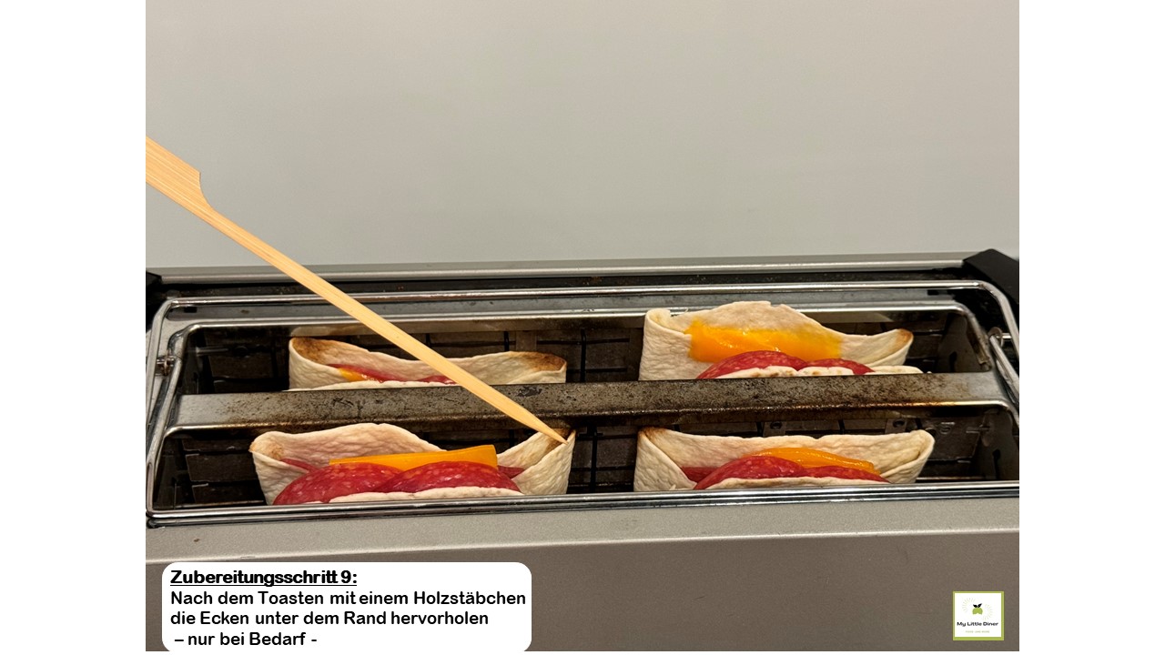 Bild zeigt Rezept getoastete Wraps - Zubereitungsschritt 9 - Holzstäbchen nutzen