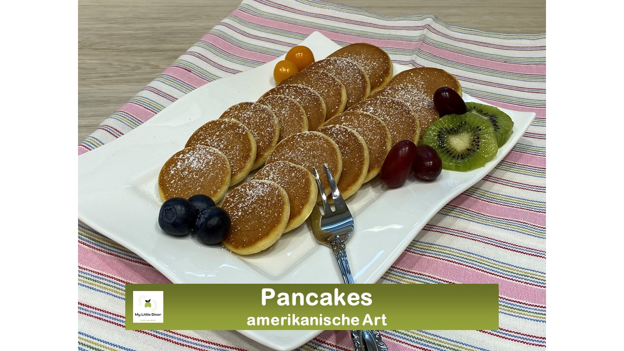 Bild zeigt Rezept Pancakes amerikanische Art - Titelbild7 Mini Pancakes als Snack