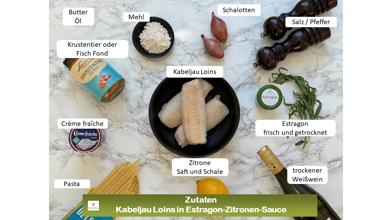 Bild zeigt Rezept Kabeljau Loins in Estragon-Zitronen-Sauce - Zutaten