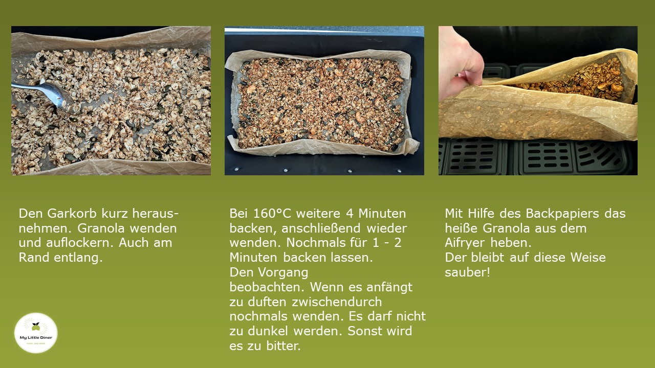 Bild zeigt Granola aus dem Airfryer - Granola backen