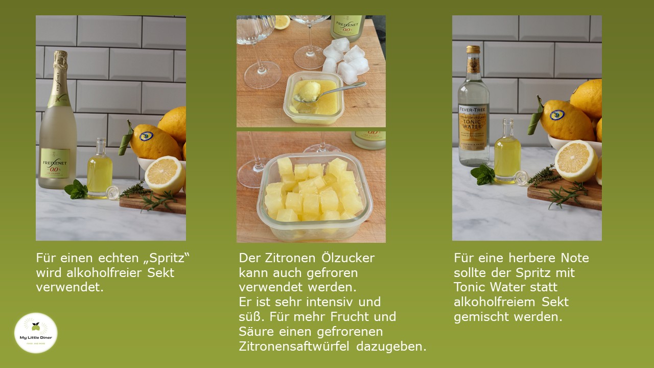Bild zeigt Limoncello alkoholfreie Cocktail Variante - Zutaten