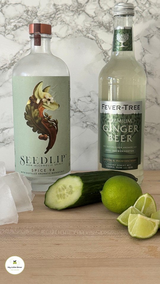 Bild zeigt Moscow Mule alkoholfreie Cocktail Version - Zutaten