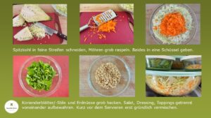 Bild zeigt scharfer Spitzkohlsalat mit asiatischen Aromen - Zubereitung Salat, Toppings