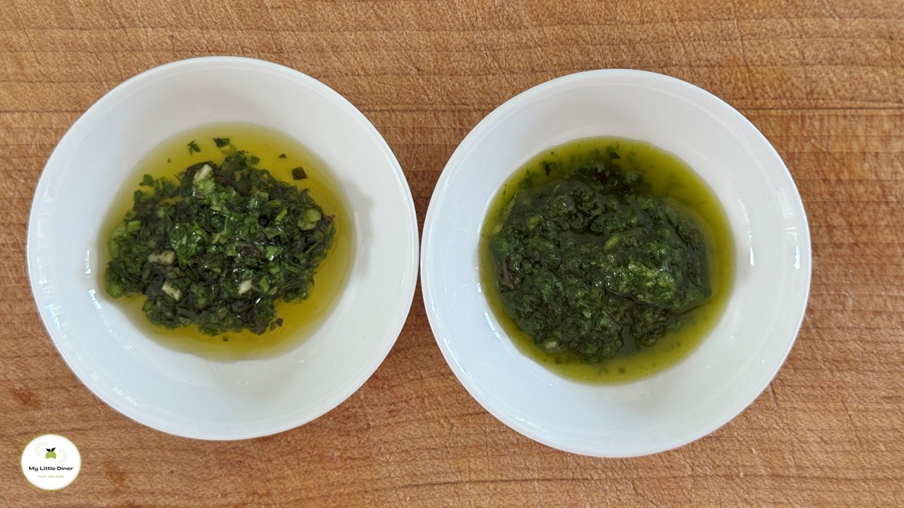 Kräuter Salsa im Vergleich - besser manuell mit dem Messer hacken oder schneller im Food Processor zubereiten ?