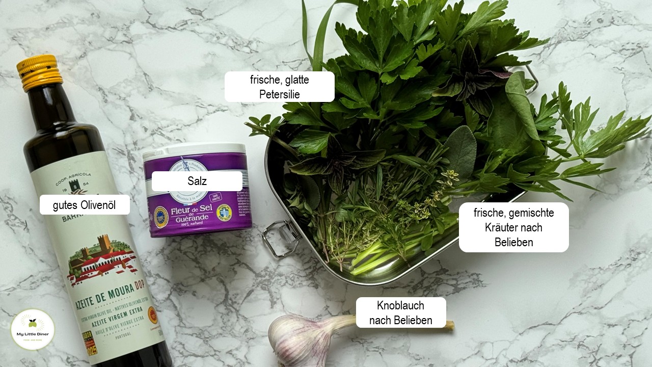 Frische Zutaten für eine Kräutersalsa