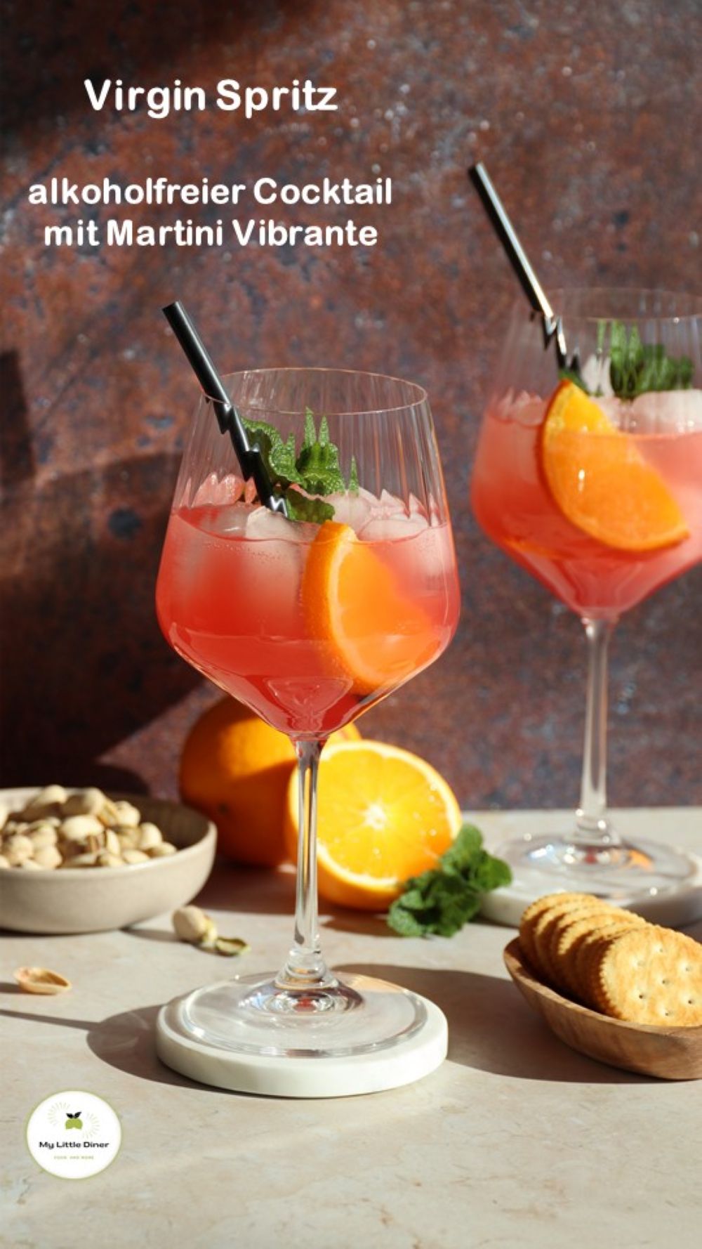 Virgin Spritz - alkoholfreier Cocktail mit Martini Vibrante - Pinterest Pin optimiert