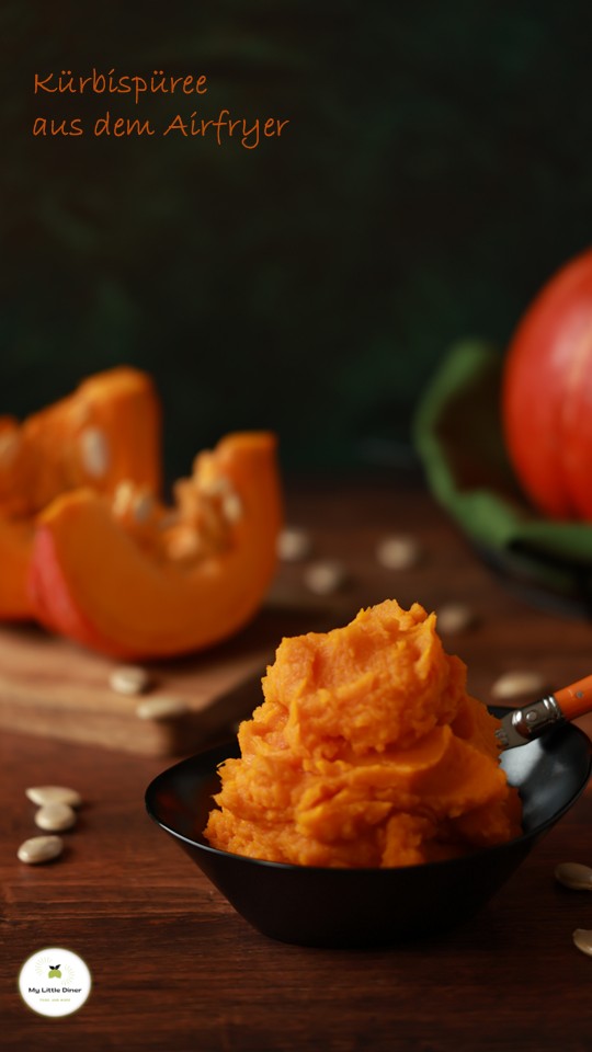 Bild zeigt Kürbispüree aus dem Airfryer - Pinterest Pin2